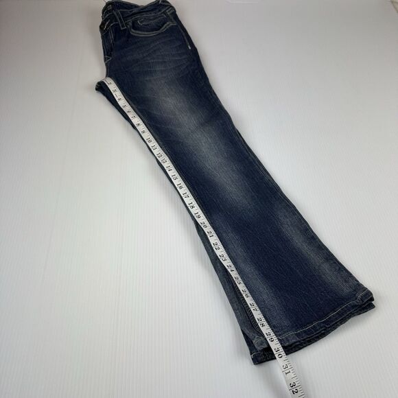 Royal Blue Jeans Women’s Size 13/30 Bootcut Low Rise Blue Denim Y2K Embroidered - Picture 9 of 11